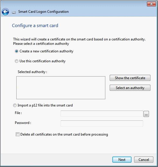 Smart card logon configuration