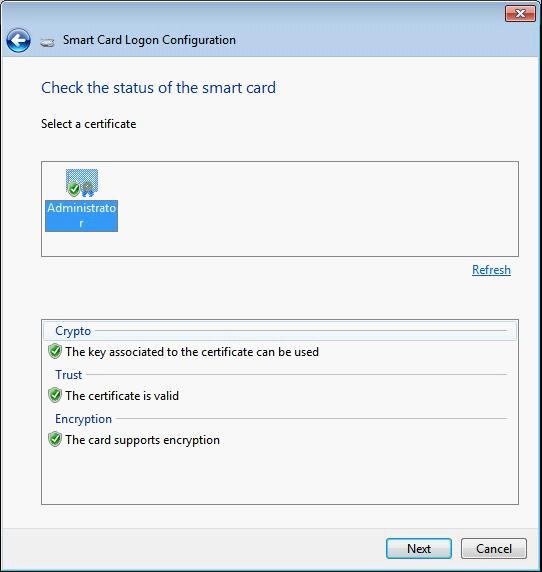 Select certificate